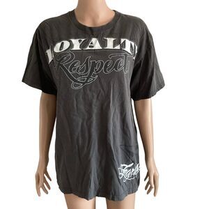Fearless Tshirt Mens Large royalty Respect Spell Out Stretch Charcoal Black